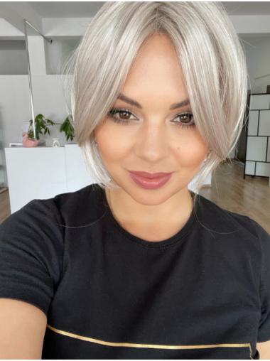 Chin Length Wigs Straight Bob Wigs Lace Front Bobs Synthetic Straight Great Grey Wigs