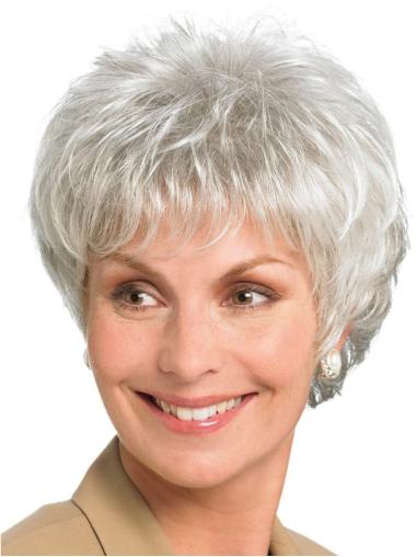 Straight Short Best Wigs Lace Front Boycuts Synthetic Straight Ideal Grey Wigs
