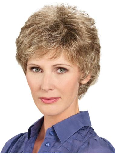 Wavy Wigs Short Wavy Brown Synthetic Boycuts Stylish Lace Front Wigs