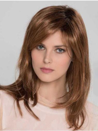 Long Layered Wigs 16" Straight Layered Brown Care For Synthetic Wigs
