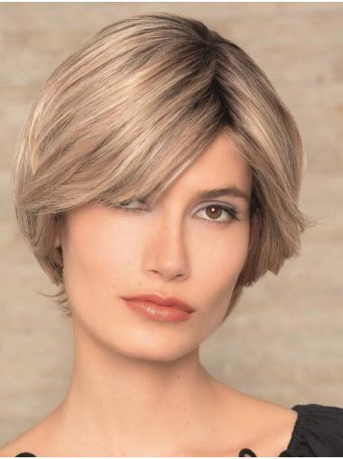 Short Blonde Wigs Human Hair Boycuts 8" Straight Remy Human Hair Lace Wigs For Wear
