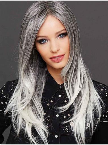 Long Layered Hair Wigs 22" Straight Ombre/2 Tone Synthetic Popular Monofilament Wigs