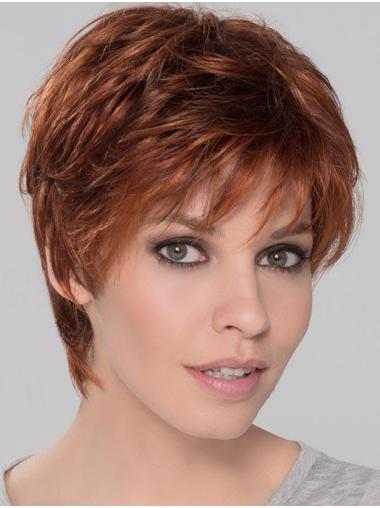 Short Wet And Wavy Wigs Synthetic Perfect Cropped Auburn Wavy Monofilament Wigs