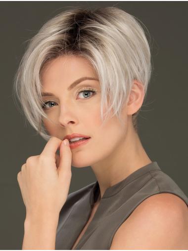 Short Grey Wigs For Women 6" Cropped Affordable Lace Front Straight Grey Wigs