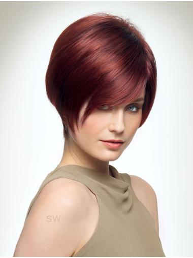 Short Straight Wig Red 8" Boycuts Style Capless Synthetic Wigs