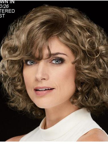 Chin Length Wigs Curly Curly Brown Chin Length 10" Stylish Classic Wigs