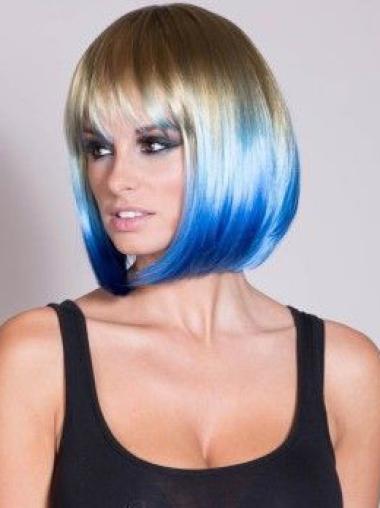 Short Human Hair Wigs Lace Front With Bangs Straight Amazing Short Natural Wigs