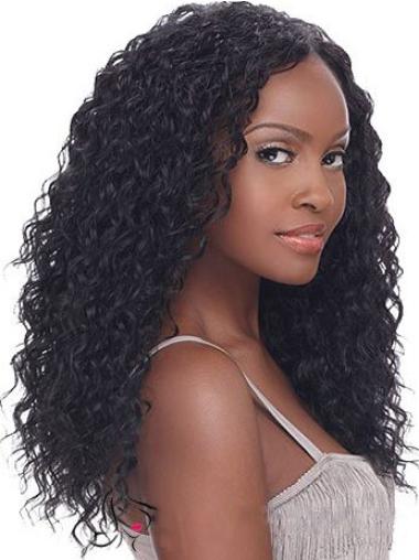 Long Curly Wigs Human Hair 18 Inches Long Without Bangs Incredible African American Wigs