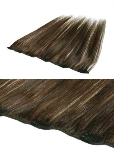 Brown Straight Remy Human Hair Soft Half Wig Human Hair Clip In