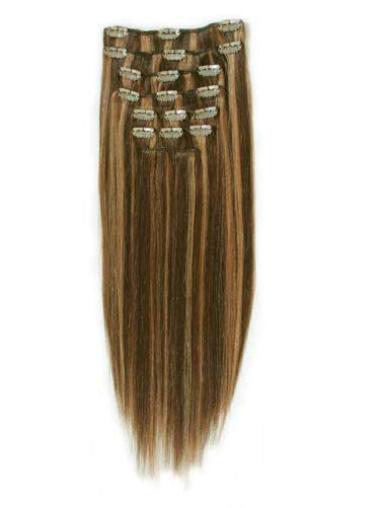 Convenient Straight Brown Clip In Human Hair Wigs