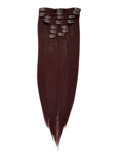 Great Red Straight Clip In Human Hairpieces For Woman