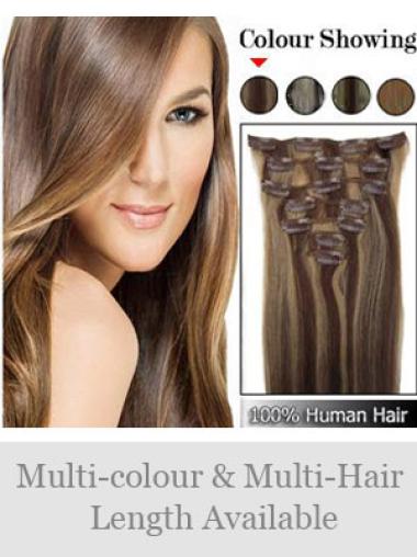Cheap Straight Brown Real Hair Extensions For Short Hair