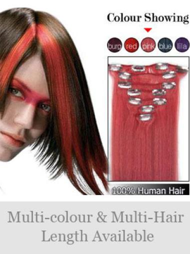 Red Straight Comfortable Human Hair Wig Extension