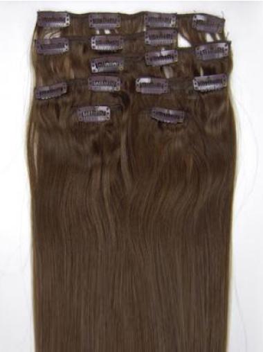 Brown Straight Perfect Remy Human Hair Clip On Wigs