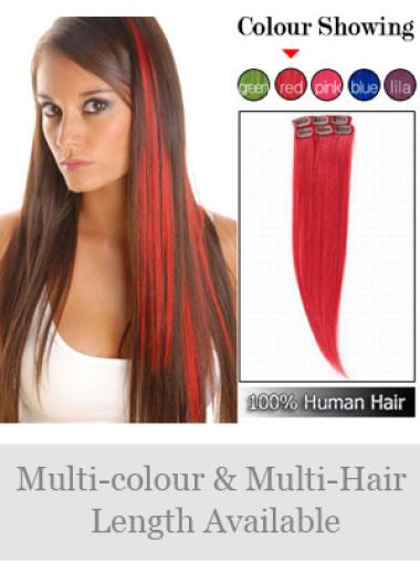 Red Straight Convenient Human Hair Wig Extension