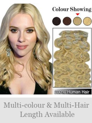 Sassy Wavy Blonde Human Hair Half Wigs With Clips
