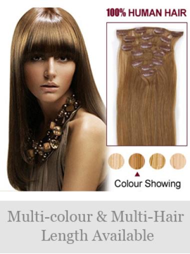 Straight Stylish Brown Hair Clips For Mature Women