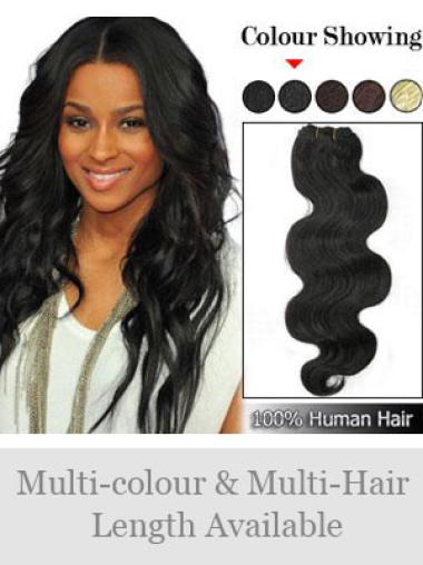Fashion Wavy Black Hair Extensions For Mature Ladies