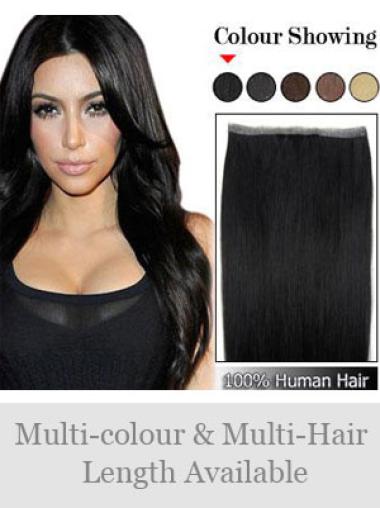 Remy Human Hair Straight Black Extensions For Older Women