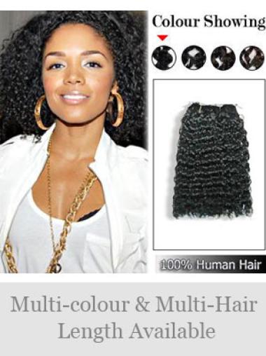Remy Human Hair Curly Black Extensions For Elderly