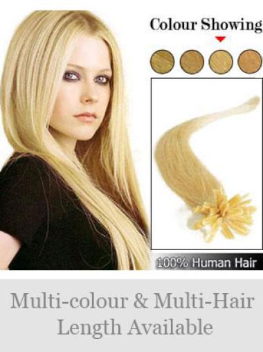 Blonde Straight Remy Human Hair Nail/U Tip Hair Extensions