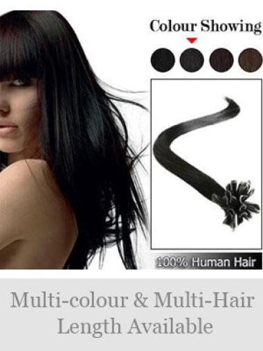Black Straight Remy Human Hair Nail/U Tip Hair Extensions