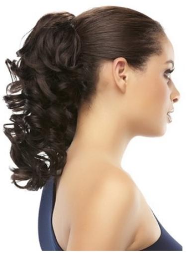 Brown Curly Synthetic Suitable Ponytails