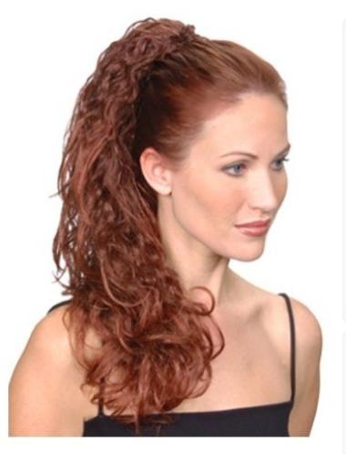 Auburn Curly Synthetic Fashion Long Wigs With Ponytails