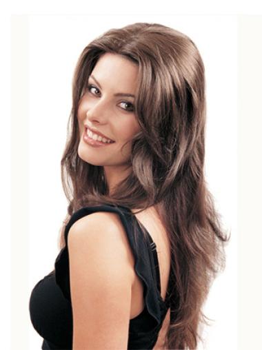 Brown Long Synthetic Hair Falls & Half Wig Cap With Combs
