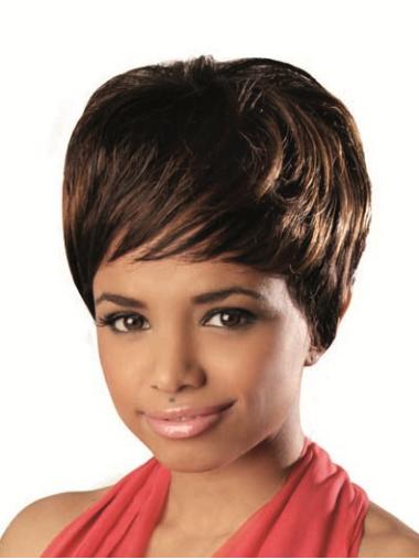 Short Dark Brown Wigs Human Hair Wigs Comfortable Capless Wavy Black Women Human Hair Short Wig