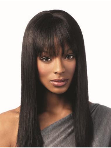 Long Human Hair Wigs Soft Capless Straight 16 Inches Human Wigs For Black Women