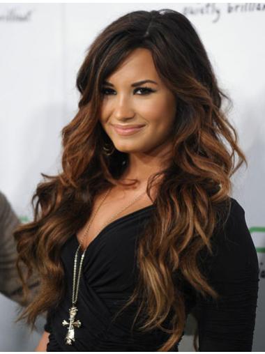 Long Curly Wigs Human Hair Capless Long Hair Demi Lovato Wigs Layered 26 Inches