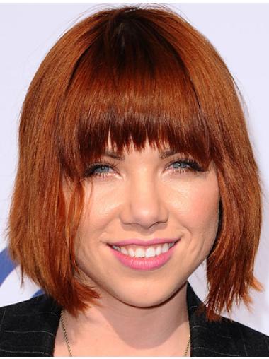 Straight Wig With Bangs Red Chin Length Affordable Carly Rae Jepsen Wigs