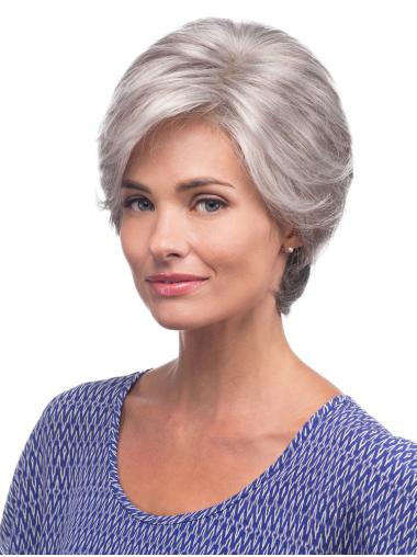 Short Straight Grey Wigs Modern Synthetic Straight All Short Grey Wigs
