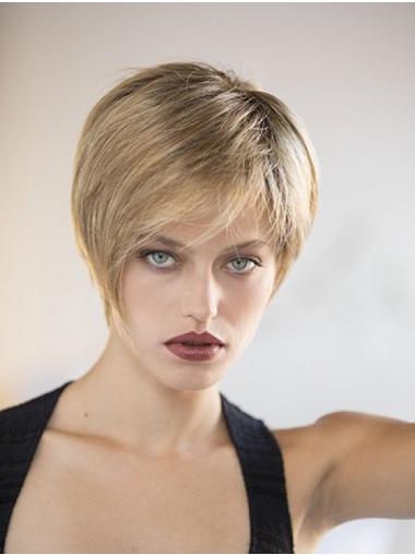 Synthetic Wigs That Look Real Blonde Straight Cropped Synthetic Monofilament Wig Sale