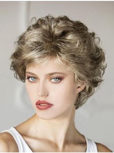 Short Curly Light Wigs Blonde Capless Curly Synthetic Classic Wigs