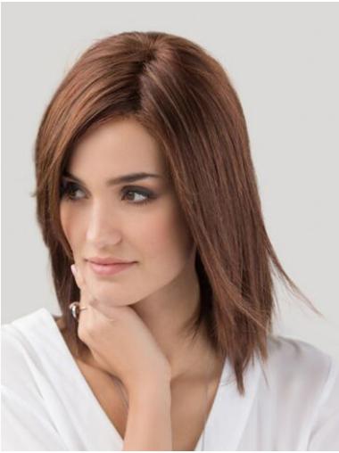 Without Length Wigs Synthetic Without Bangs Synthetic Straight Monofilament Auburn Women Wig Medium Length