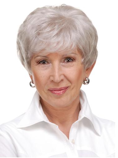 Grey Short Wigs Cropped 6" Monofilament Synthetic Grey Hair Wigs