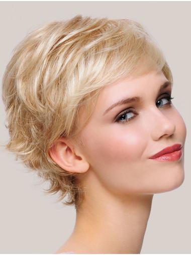Synthetic Wigs Straight Monofilament 6" Blonde Short Style Wigs