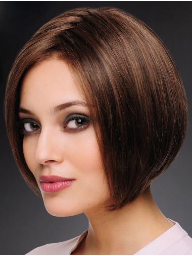 Bobs Lace Wigs Brown 100% Hand-Tied Bobs Chin Length Human Hair Wigs