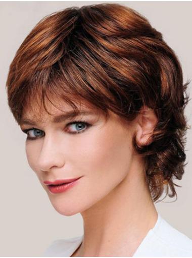 Short Curly Wig 6" Curly Monofilament Copper Ladies Short Wigs