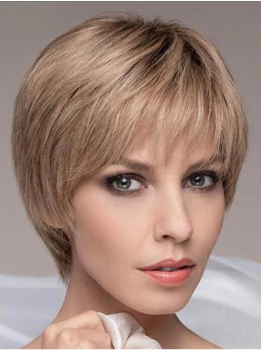 Short Curly Wigs Human Hair 6" Straight Blonde Cropped Remy Human Hair Lace Front Wigs