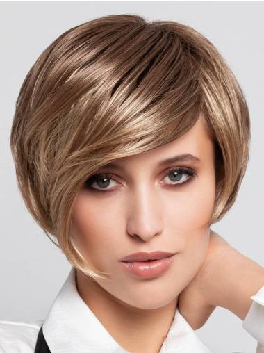 Straight Short Hair Wigs 8" Straight Blonde With Bangs Monofilament Short Wigs Buy