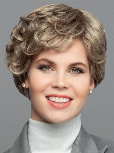 Silver Bob Wig 8" Curly Blonde Bobs Synthetic Hand Tied Wigs