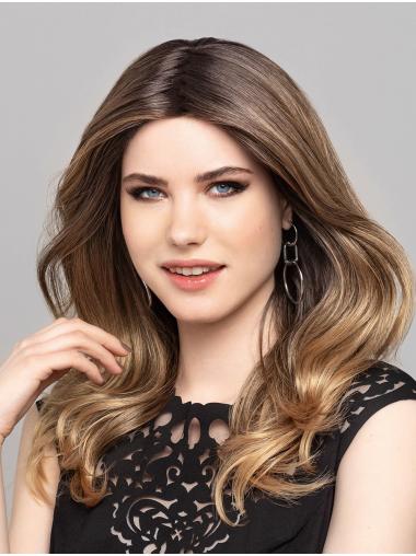Long Wavy Wig Without Bangs Wavy Long 16" Monofilament Without Bangs Good Quality Synthetic Wigs