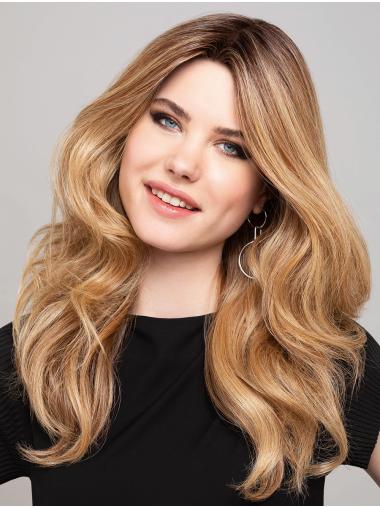 Long Hair Wavy Wigs 18" Wavy Blonde Without Bangs Synthetic Amazing Hand Tied Wigs