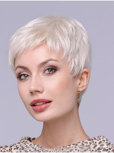 Synthetic Wigs 4" Cropped Platinum Blonde Synthetic Soft Lace Front Wig
