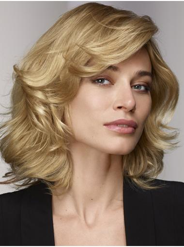 Medium Length Wigs Blonde Human Hair Wigs Shoulder Length Lace Front Blonde Curly Bobs Human Hair Wig