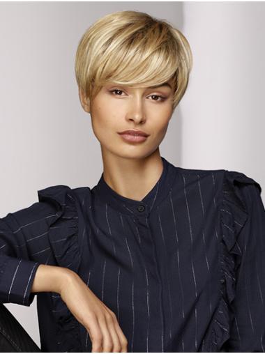 Straight Wigs With Bangs Short Capless Blonde Straight With Bangs High Quality Synthetic Wigs