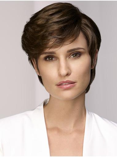 Straight Wigs With Bangs Short Monofilament Brown Straight With Bangs Synthetic Wigs Online